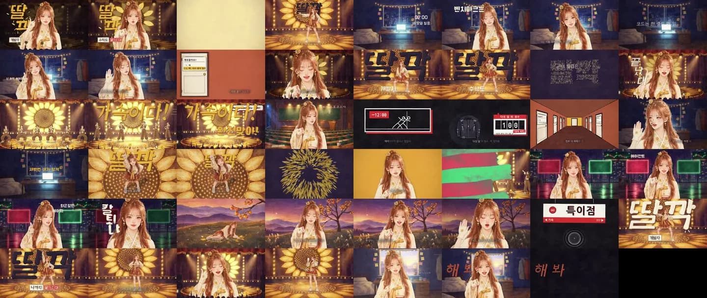 186초 뮤직비디오를 4초 간격으로 뽑은 48장의 썸네일 시트