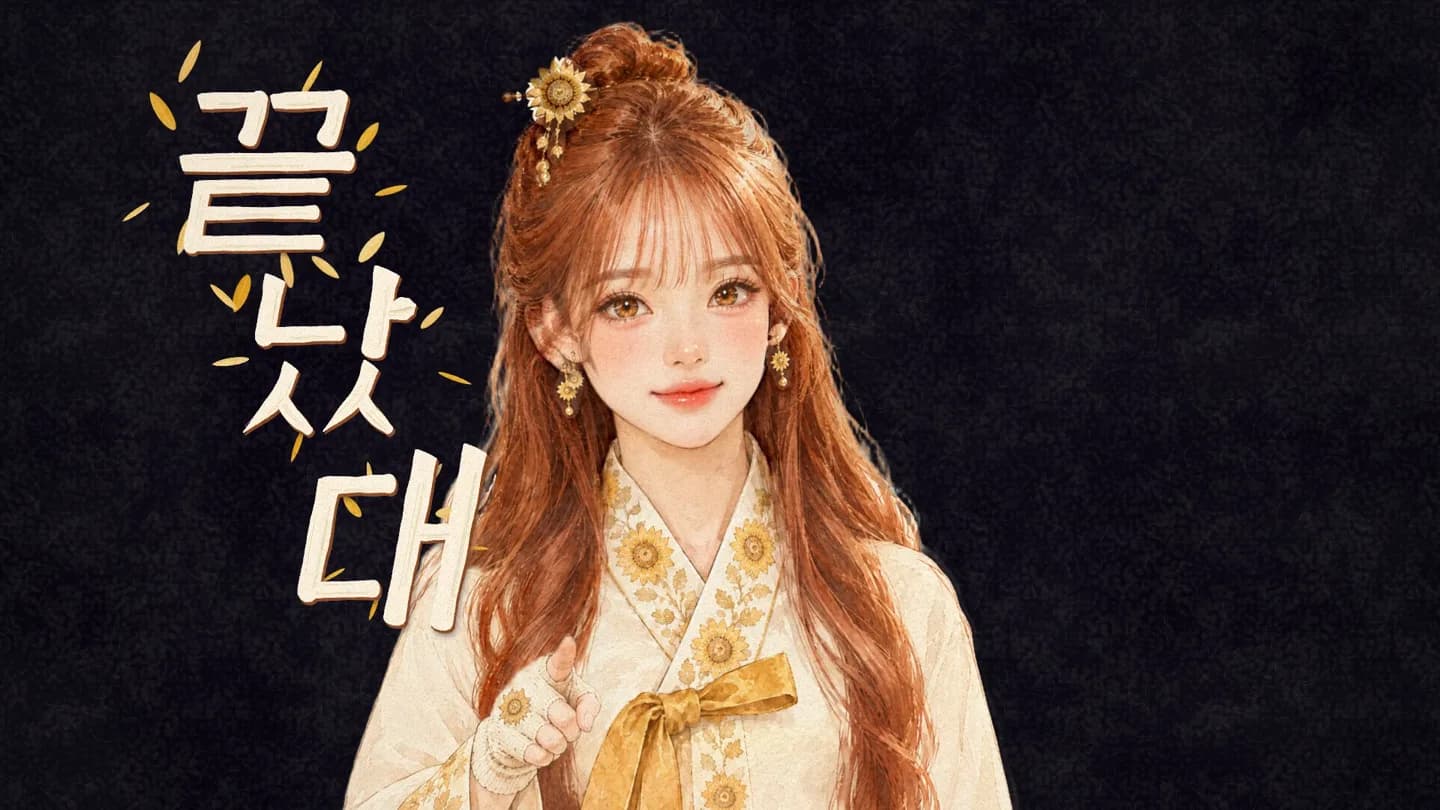 검은 배경에 끝났대 글자와 함께 손가락으로 가리키는 해바 퍼펫