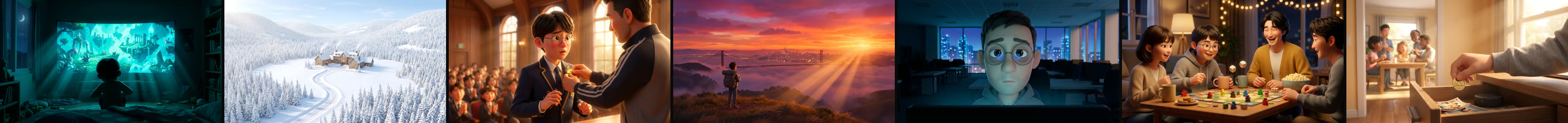 color script: seven mood frames, one per emotional beat